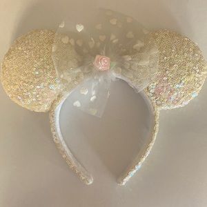 White Sequined Mickey Ears